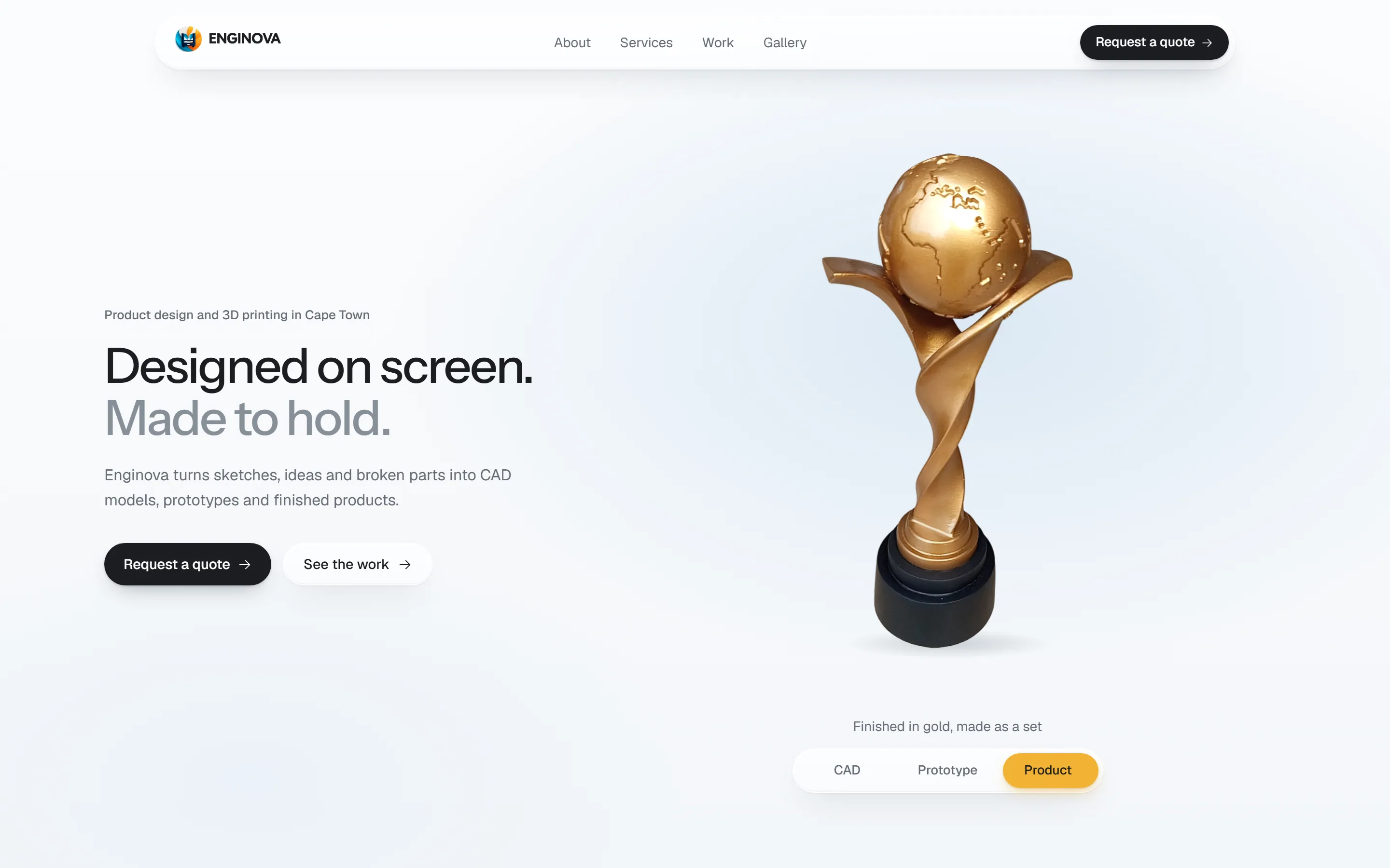 The Enginova redesign homepage