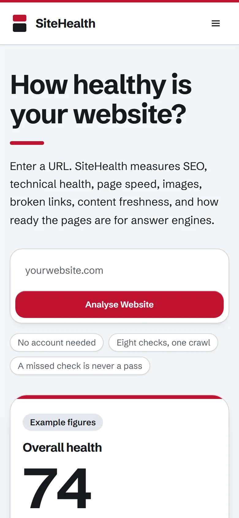 The SiteHealth scanner on a phone